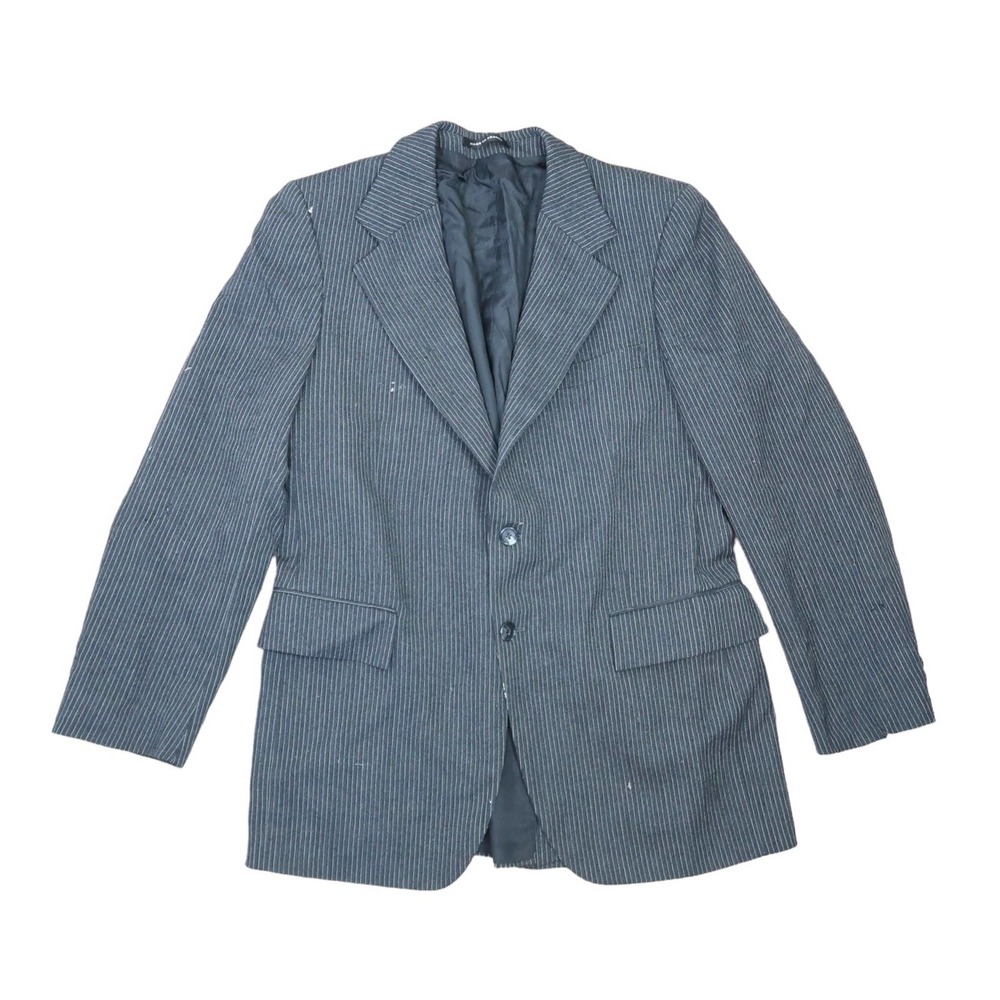 Yves Saint Laurent Men's Black Pinstripe Wool Blazer Jacket 44